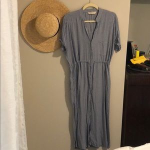 Rokoko Button Up Midi Dress with Drawstring Waist